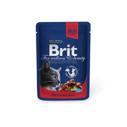 Brit Premium Gravy szaftos marhapörkölt borsóval felnőtt macskáknak 85 g