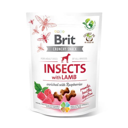 Brit Crunchy Snack Insects with Lamb ropogós falatok | málnával dúsított rovar és bárányhús 200 g