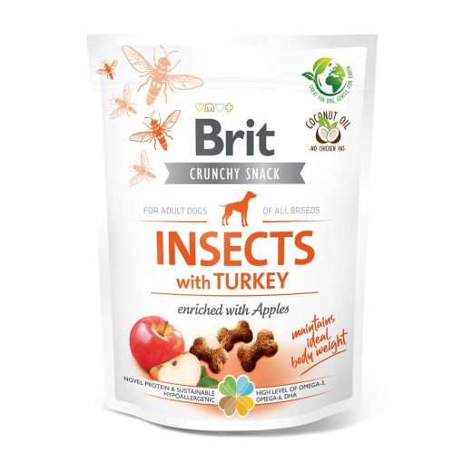 Brit Care Crunchy Snack Insects with Turkey ropogós falatok | almával dúsított rovar és pulykahús 200 g