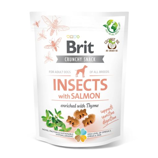 Brit Crunchy Snack Insects with Salmon ropogós falatok | kakukkfűvel dúsított rovar és lazachús 200 g