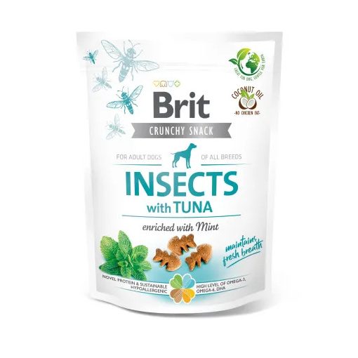 Brit Care Crunchy Snack Insects with Tuna ropogós falatok | mentával dúsított rovar és tonhal 200 g