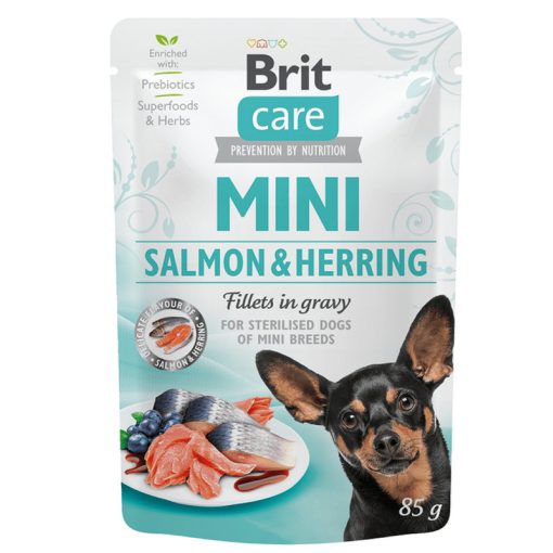 Brit Care Mini Adult lazac&hering szószban ivartalan kistestű felnőtt kutyák részére 85 g