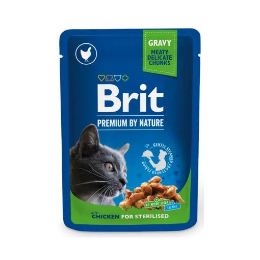 Brit Premium Gravy szaftos csirkedarabok ivartalanított felnőtt macskáknak 85 g