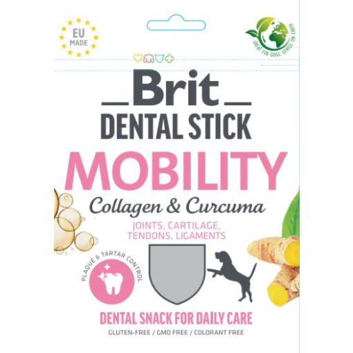 Brit Dental Stick Mobility fogápoló stick kollagénnel és kurkumával 7db/csomag