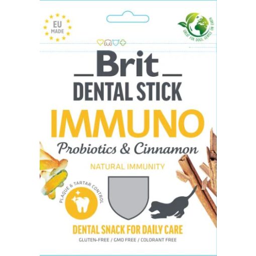 Brit Dental Stick Immuno fogápoló stick probiotikumokkal és fahéjjal 7db/csomag