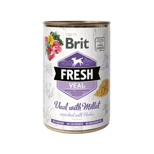 Brit Fresh konzerv borjú & köles 400 g