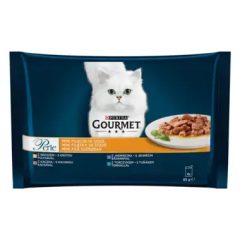   Gourmet Perle Mini Filé pulykával, tonhallal, kacsával és báránnyal nedves macskaeledel 4x85 g