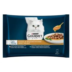   Gourmet Perle Gravy Delight lazaccal és tonhallal nedves macskaeledel 4x85 g