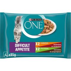   Purina One Difficult Appetite csirke és pulya darabok szószban macskáknak 4x85 g