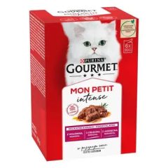   Gourmet Mon Petit marhával, borjúval és báránnyal nedves macskaeledel 6x50 g