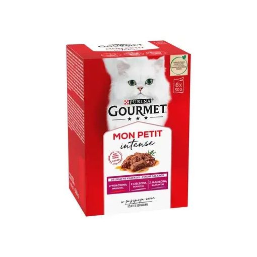 Gourmet Mon Petit marhával, borjúval és báránnyal nedves macskaeledel 6x50 g