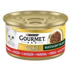   Gourmet Gold Succulent Delights marhával nedves macskaeledel 85 g