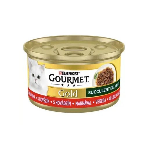 Gourmet Gold Succulent Delights marhával nedves macskaeledel 85 g