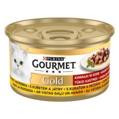   Gourmet Gold puha falatok szószban csirkével és májjal macskáknak 85 g