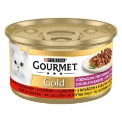   Gourmet Gold Duó Élmény marhával és csirkével nedves macskaeledel 85 g