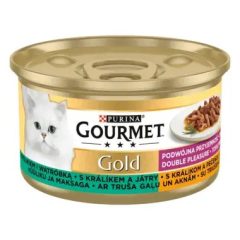   Gourmet Gold Duó Élmény nyúllal és májjal nedves macskaeledel 85 g