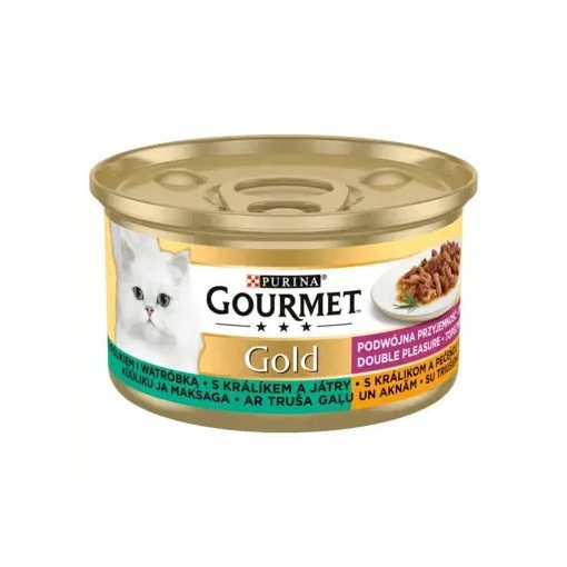 Gourmet Gold Duó Élmény nyúllal és májjal nedves macskaeledel 85 g