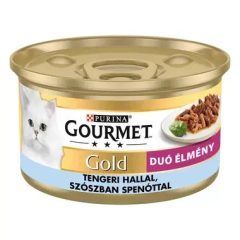   Gourmet Gold Duó Élmény tengeri hallal szószban spenóttal nedves macskaeledel 85 g