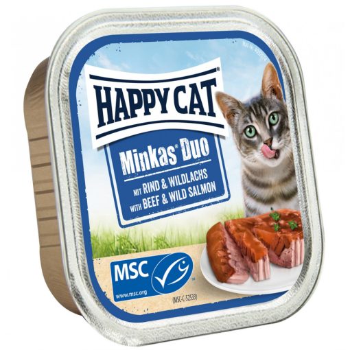 Happy Cat Minkas Duo Rind & Lachs Paté felnőtt macskáknak | marha & vadlazac 100 g