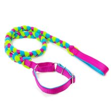 Zayma Craft fonott agility póráz szett - fukszia, lime, kék 30-40/130 cm