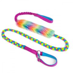   Zayma Craft fonott agility póráz szett műszőrme játékkal - fukszia, lime, kék 30-40/180 cm