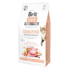  Brit Care Cat Sensitive Healthy Digestion száraztáp érzékeny emésztésű felnőtt macskák részére pulykával és lazaccal 7 kg