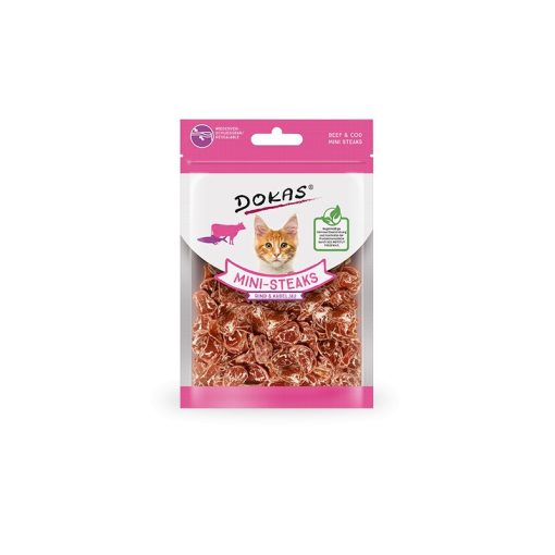 Dokas mini steak marhával és tőkehallal macskák részére 25 g