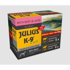   Julius K-9 Special Pack marha & bárány menü válogatás szószban kutyák részére 12 x 100 g