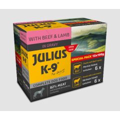   Julius-K9® Special Pack marha & bárány menü válogatás szószban kutyák részére 12x100 g