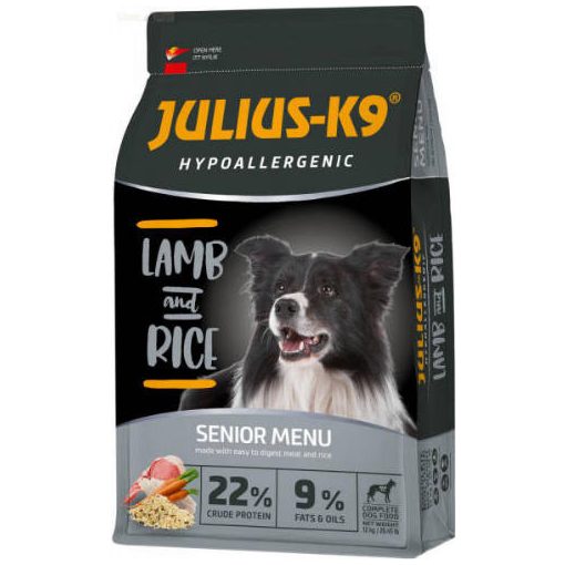 Julius-K9® Senior Hypoallergenic száraztáp ételallergiás idős kutyák részére | bárány, rizs 12 kg