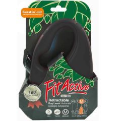   FitActive szalagos automata póráz | fekete, 5 méter, 15 kg-ig, S méret