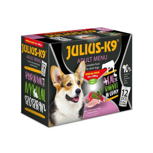 Julius-K9® Special Pack borjú & nyúl menü válogatás szószban kutyák részére 12 x 100 g