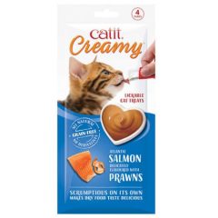   Catit Creamy lazacos, garnélás jutalomfalat krém macskák részére 4x10 g