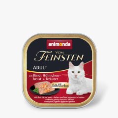   Animonda vom Feinsten Adult marhahús, csirkemell, gyógynövény pástétom felnőtt macskáknak 100 g