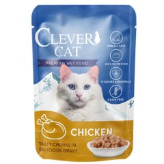   Clever Cat Premium Wet Food Chicken csirkés falatok szószban macskáknak 85 g