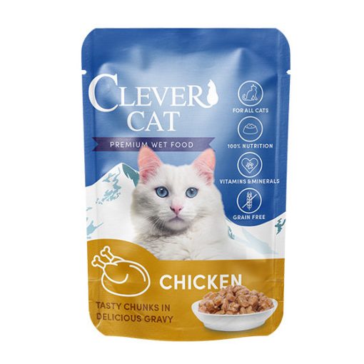 Clever Cat Premium Wet Food Chicken csirkés falatok szószban macskáknak 85 g