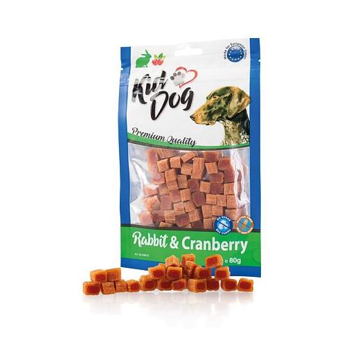 KidDog Mini Cubes Rabbit and Cranberries mini kockák nyúlhússal és áfonyával 80 g