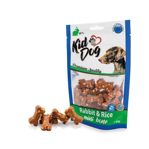 KidDog Rabbit&Rice Mini Bone mini csontok nyúlhússal és rizzsel 80 g