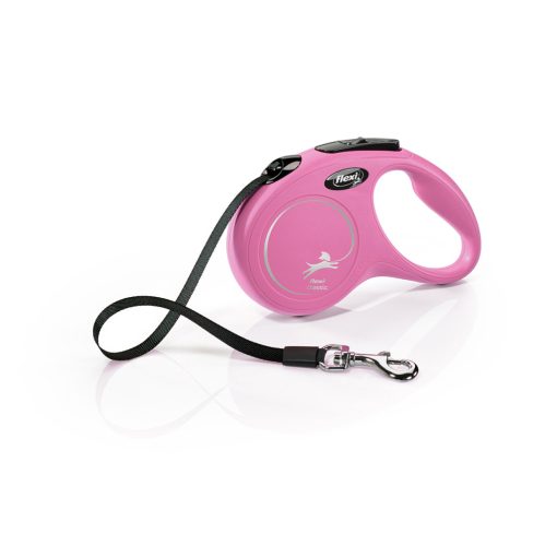 Flexi Classic szalagos automata póráz | pink, 5 méter, 15 kg, S méret