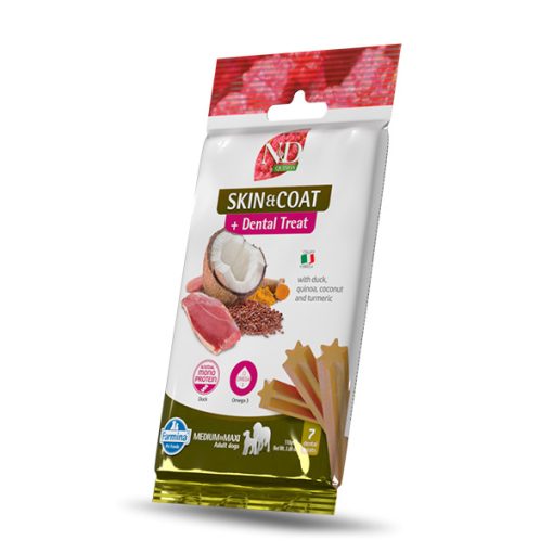 N&D Quinoa skin&coat fogtisztító jutalomfalat kacsával medium, maxi 100 g