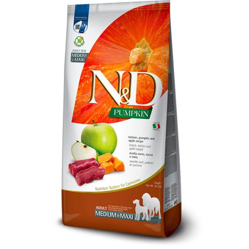 N&D Dog Pumpkin Adult Medium&Maxi szarvas, sütőtök, alma 12 kg