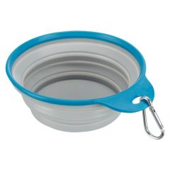   Trixie összecsukható szilikon tál tömör peremmel szürke/kék, 0,5L/14 cm