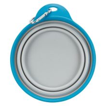 Trixie összecsukható szilikon tál tömör peremmel szürke/kék, 0,5L/14 cm