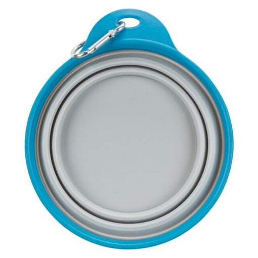 Trixie összecsukható szilikon tál tömör peremmel szürke/kék, 0,5L/14 cm