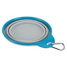 Trixie összecsukható szilikon tál tömör peremmel szürke/kék, 0,5L/14 cm