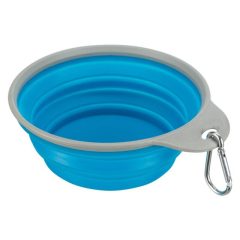   Trixie összecsukható szilikon tál tömör peremmel kék/szürke, 1L/18 cm