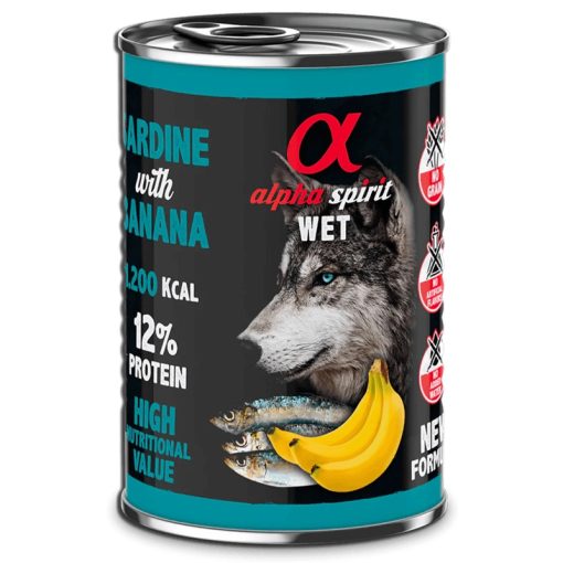 Alpha Spirit szardínia & banán konzerv kutyáknak 400 g