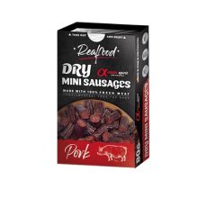 Alpha Spirit Real Food Dry Mini Sausages Pork apró sertéses szárazkolbász-falatkák kutyáknak 80 g