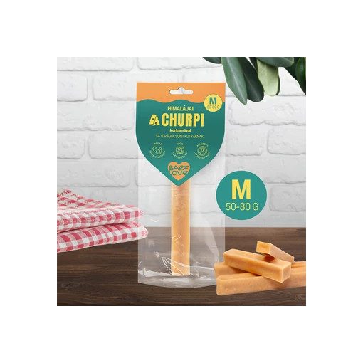 Barf Love Himalájai Churpi sajt rágócsont kutyáknak - kurkumával, M méret (50-80 g, ~14 cm)