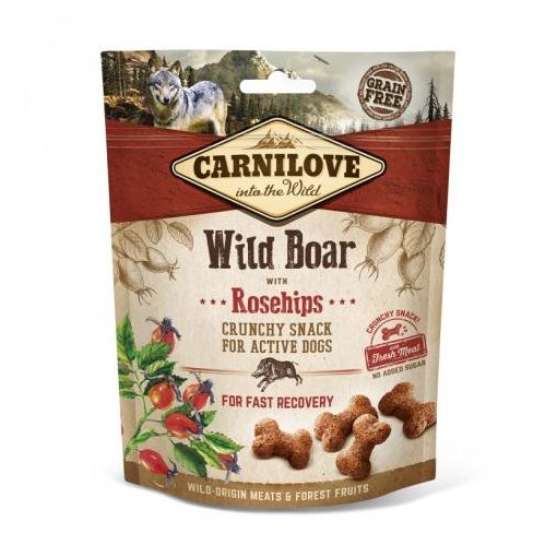 Carnilove Crunchy Snack Wild Boar & Rosehips ropogós falatok | vaddisznó & csipkebogyó 200 g